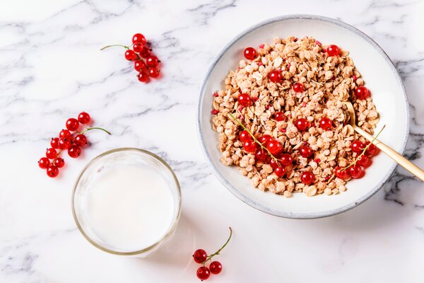 Bircher M&uuml;sli, groseilles rouges, Autosuffisance en groseilles &agrave; maquereau, groseilles et cassis